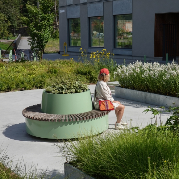 Lean Green Circular Benches