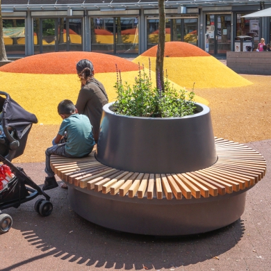 Green Circular Benches